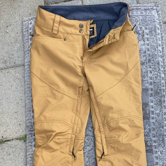 Women's DaKine Snow Pants Beige Straight Solid XS Button Zip Ski Poly Lined Wet - Picture 1 of 16